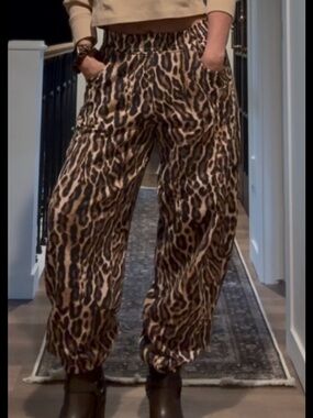 AFRM Leopard-Print Wide Leg Pants - Brown & Black